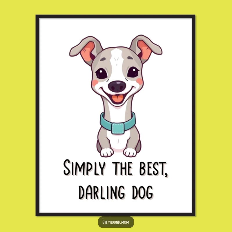 Free Printable Wall Art: Cheerful Elegant Greyhound Poster - DIY Downloadable Decor