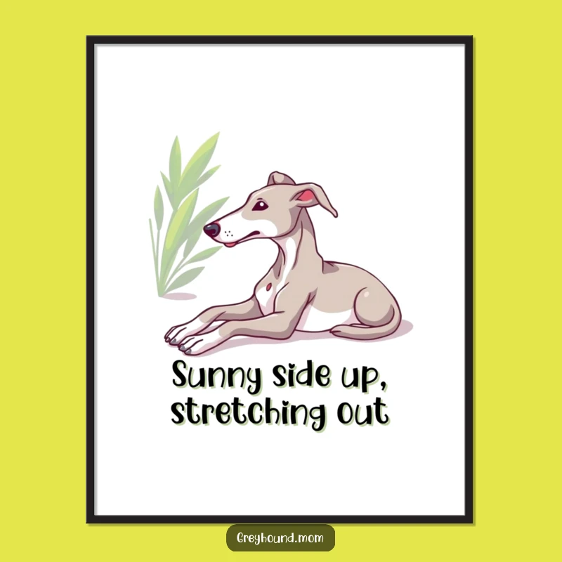 Funny Free Printable Greyhound Wall Art: Relaxed Stretch, Hilarious Downloadable Art