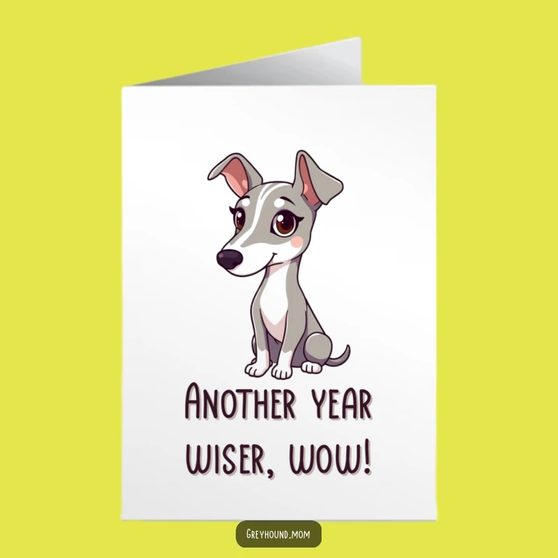 Free Printable Birthday Card: Gentle Greyhound's Watchful Eye for a Special Day