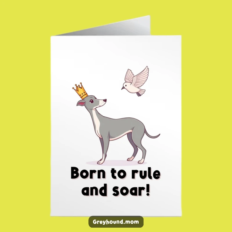 Free Printable Birthday Card: Regal Greyhound Bird Watcher Downloadable Gift