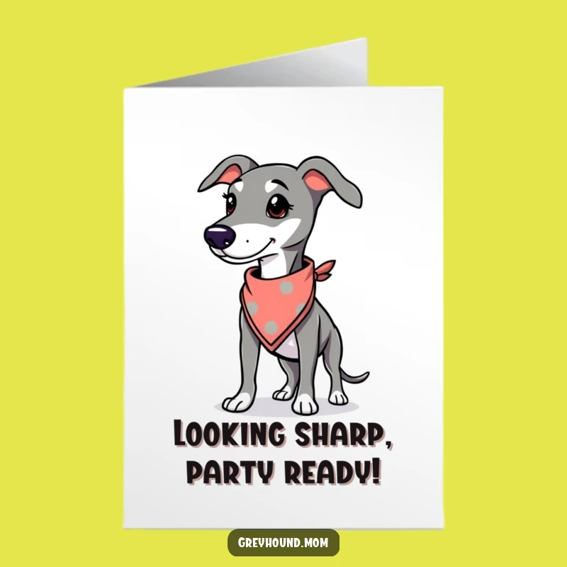 Free Printable Birthday Card: Stylish Greyhound Bandana Birthday Downloadable Gift