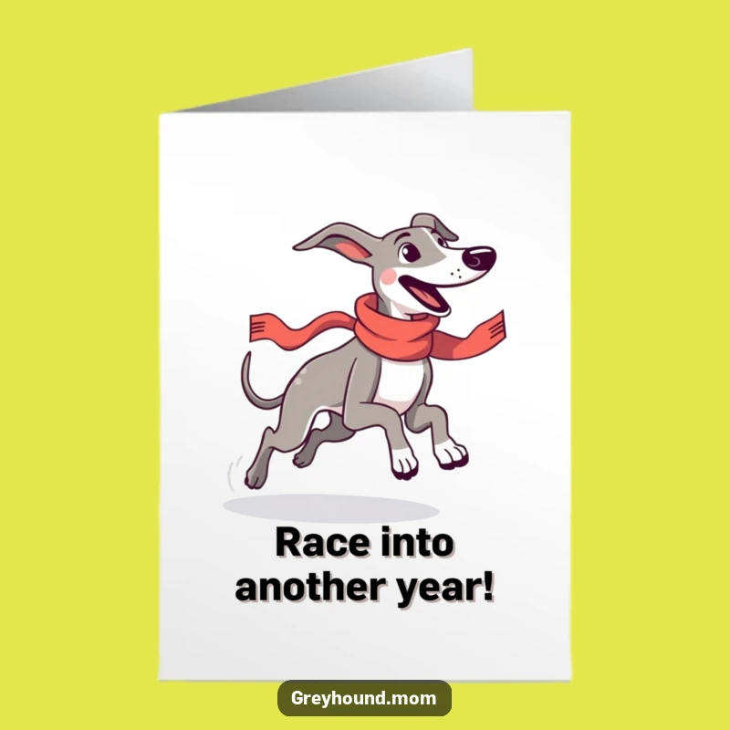 Free Printable Greyhound Birthday Card: Joyful Runner, Funny Dog Downloadable Gift