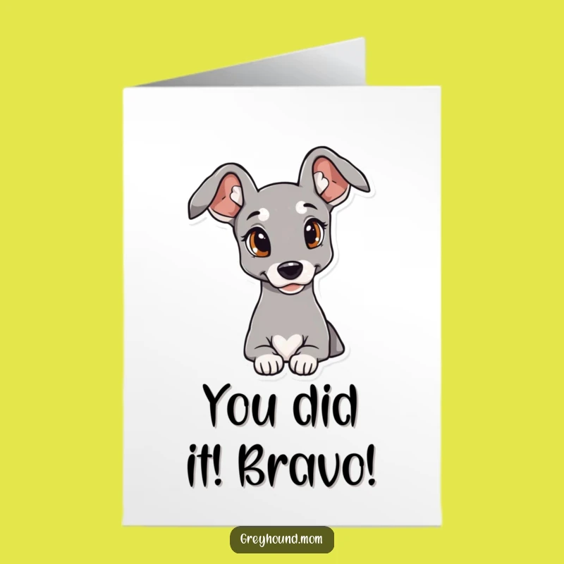 Free Printable Congrats Card: Elegant Greyhound Ears, Playful Surprise, Downloadable Gift
