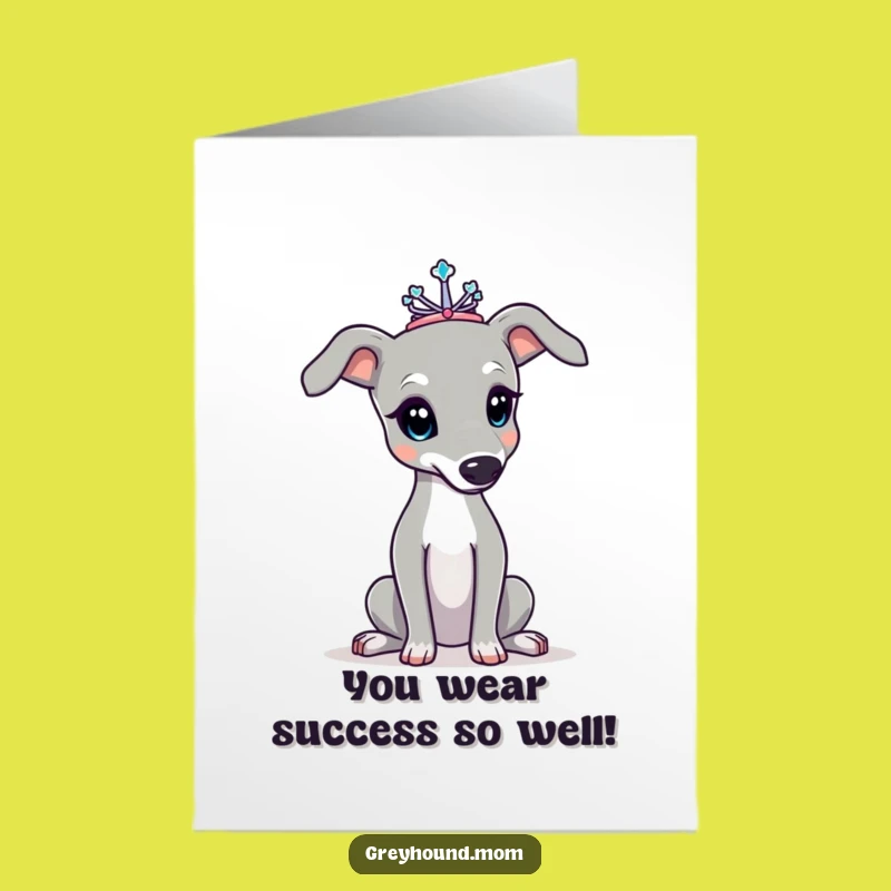 Free Printable Congrats Card: Elegant Greyhound Tiara, Funny Royal Dog Downloadable Gift