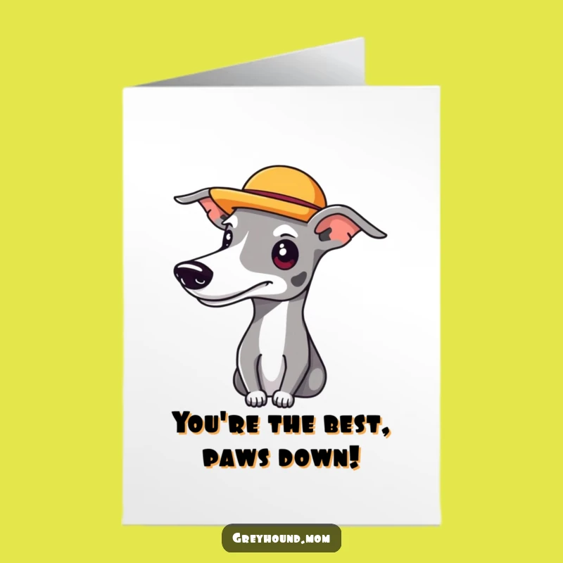 Free Printable Congrats Card: Jaunty Hat Greyhound Funny Downloadable Gift