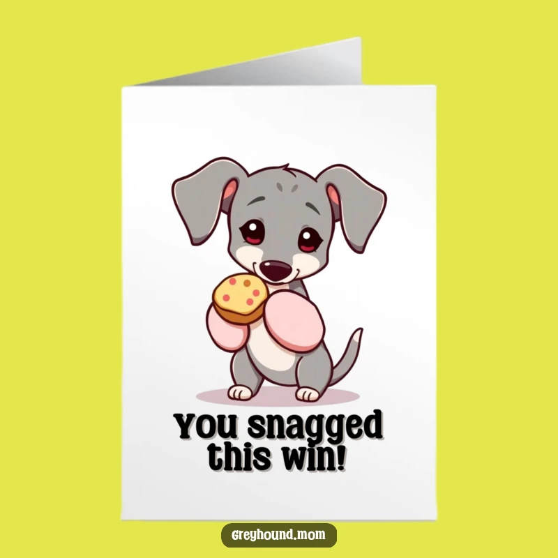 Free Printable Congrats Card: Oven Mitt Greyhound Treat, Funny Dog Downloadable Gift
