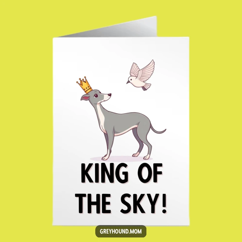 Free Printable Congrats Card: Crowned Greyhound Bird Watcher Downloadable Gift
