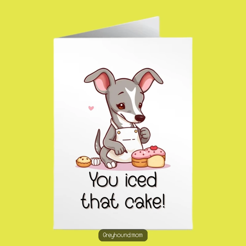 Free Printable Congratulations Card: Greyhound Baker Decorating - Sweet Downloadable Gift