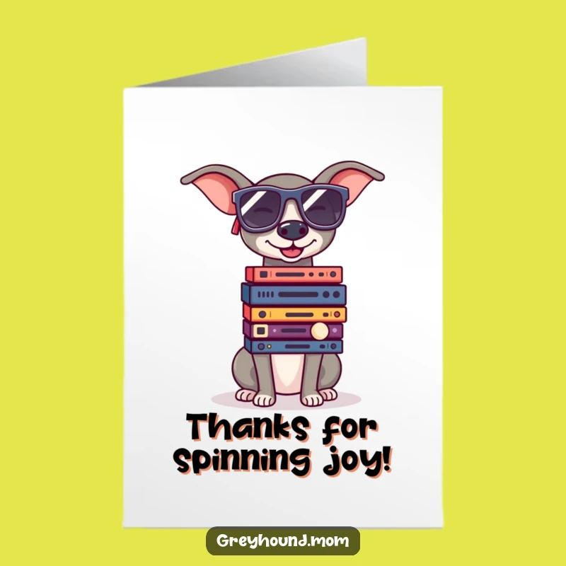 Free Printable Thank You Card: Cool Greyhound DJ, Funny Gratitude Downloadable Gift