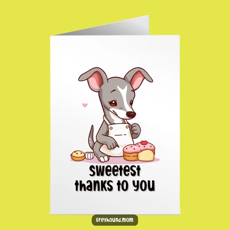 Free Printable Thank You Card: Greyhound Baker Decorating - Sweet Downloadable Gift