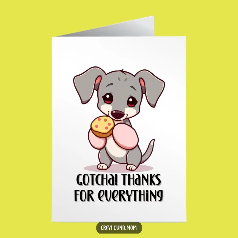 Free Printable Thank You Card: Oven Mitt Greyhound Treat, Funny Dog Downloadable Gift