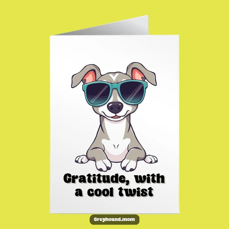 Free Printable Thank You Card: Relaxed Greyhound, Funny Sunglasses, Downloadable Gift of Thanks