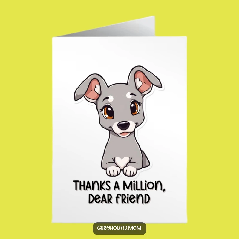 Free Printable Thank You Card: Cute Greyhound Ears, Express Gratitude, Downloadable Gift