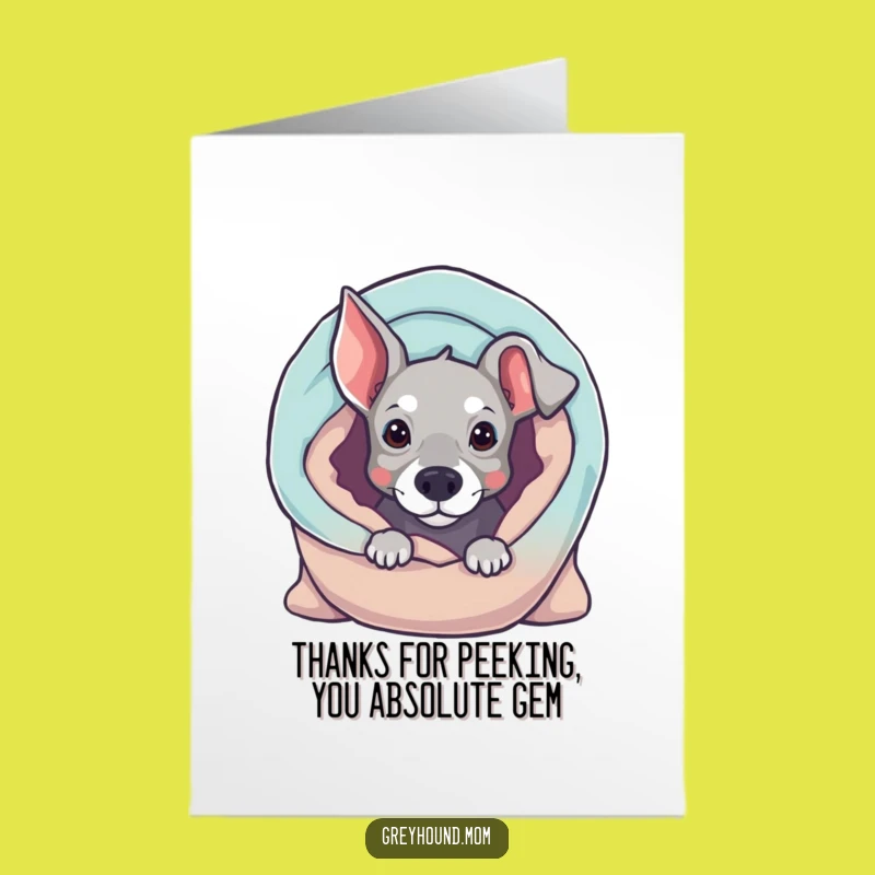 Free Printable Funny Greyhound Thank You Card: Curious Dog Peeking, Thoughtful Downloadable Gift