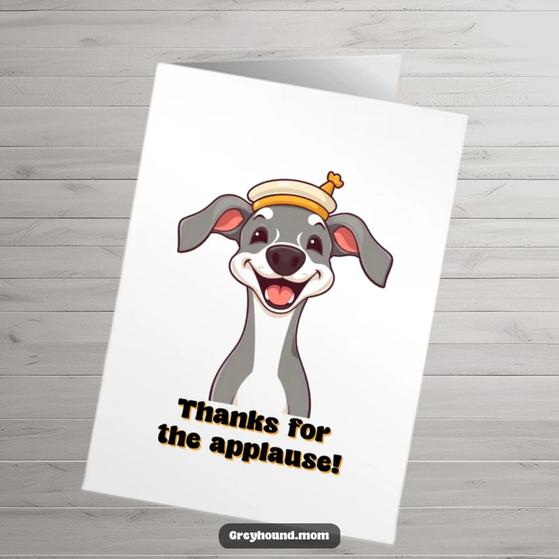 Funny Free Printable Thank You Card: Greyhound in opera hat, conveying sophisticated thanks