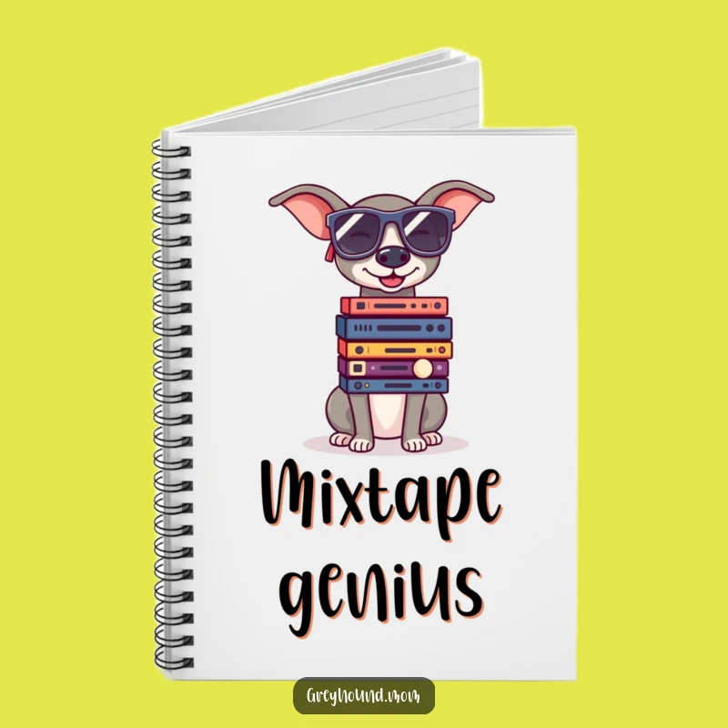 Funny Greyhound Sunglasses Record Notebook - Retro Music Gift Idea