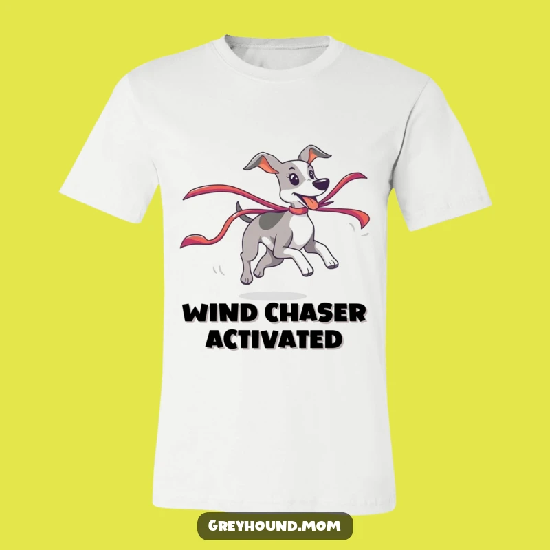 Funny Dynamic Greyhound T-Shirt: Ribbon Chase - Perfect Active Dog Gift