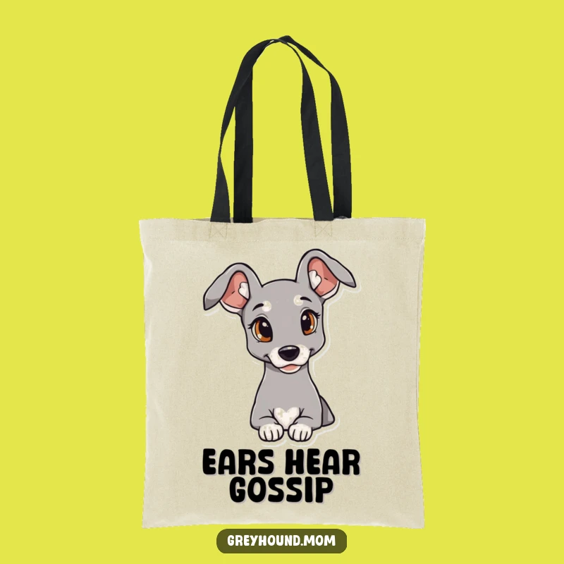Funny Chic Greyhound Tote Bag: Elegant Ears, Curious Style - Ideal Shopping Gift